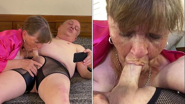 Mature Gilf in hot pink lingerie gives a fantastic blowjob  