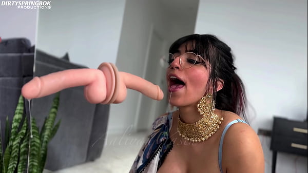 Teasing you by sucking a dildo attached to my bedroom mirror