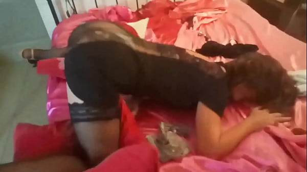 White Amateur Homemade Couple, Satin Lingerie (Panties, Clothed sex), Fishnet, Blowjob, RimJob, Spanking