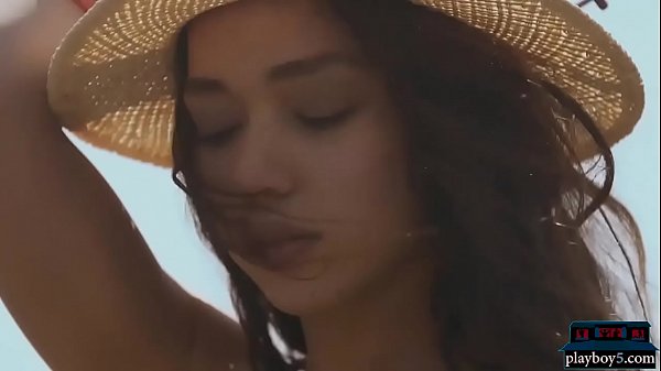 Asian teen model from the Filipines outdoor striptease