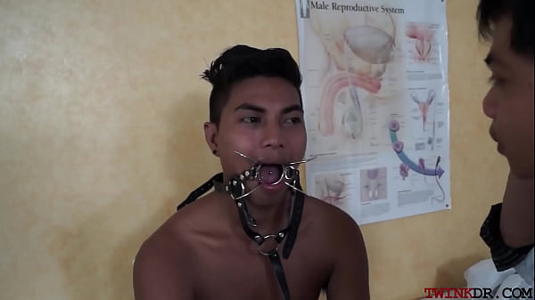 Asian jock rimmed and barebacked by medics in trio  