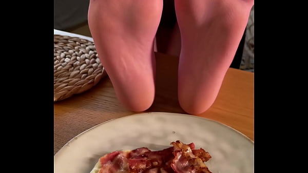 My so delicious nylon soles next to your plate with fried eggs  