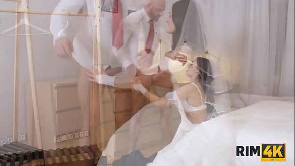 RIM4K. Happy chick lures groom into sex during which she licks his ass