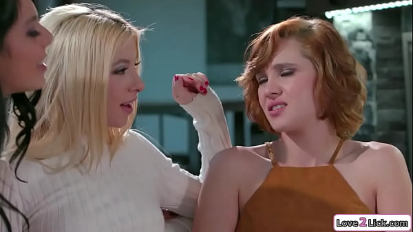 Latina babe helps teen bff fuck her roommate by seducing her.They kiss and the petite blonde joins.The brunette fingers the redhead and rims her bff  