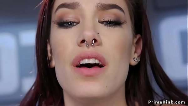 Skinny brunette hottie gets fucking machine and continues on Sybian 