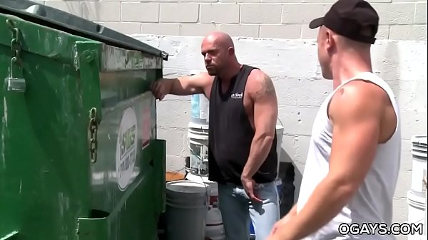 Mature gays unloading at work