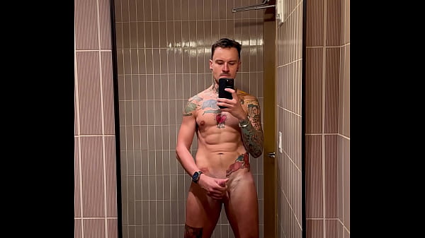 gym's restroom jerk off.