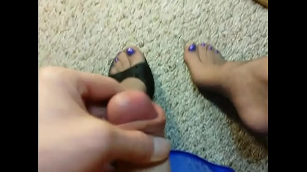 Tgirl Cumshot on Hot Nylon Pantyhose Covered Feet 