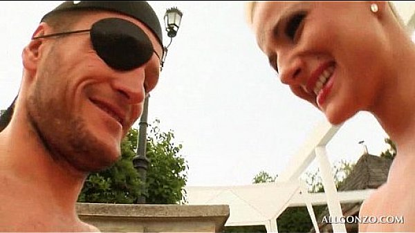 Blonde dirty tramp gets down on her knees to give blowjob