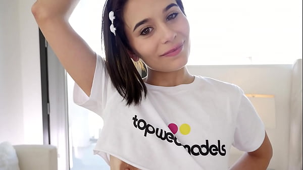 MAE WHITE Cute 18 YO 4' 9" 90lb Teen NO HANDS! Huge Cock POV Blowjob and Huge Load Cum Swallow - WoW! A  