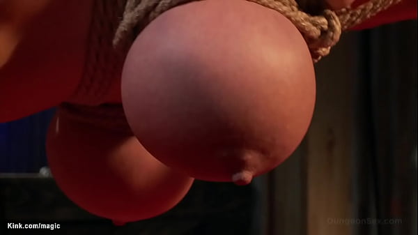 Monster boobs blonde MILF slave Dee Williams is bound in bed gets big ass spanked then suspended and vibed till ass fucked in bed by big dicked master Derrick Pierce 