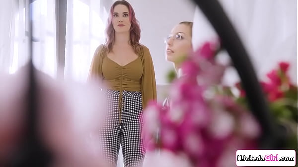 Big tits lesbian photographer seducing her brunette model.She kisses her,grabs and sucks her small tits.Petite babe facesits and masturbates her pussy  