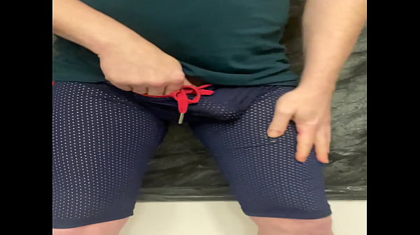 Horny guy desperate to pee... wetting his pants  