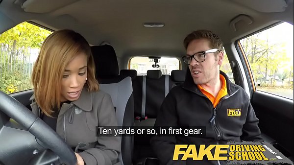 Fake Driving School - busty big ass English Ebony babe sucks cock and lets her teacher fuck her in his car