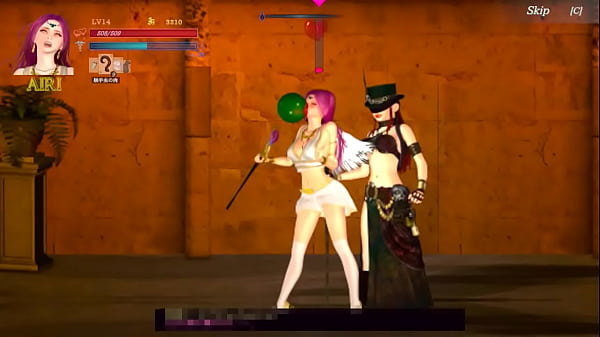 Hot woman with pink hair having relations with another woman in Guilt.hell.II erotic gameplay hentai 