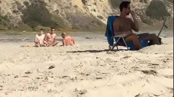 Guys caught jerking at nude beach 