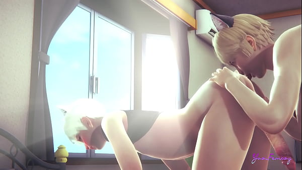 Yaoi Femboy - Alan the cat boy Annalingus and dildo  