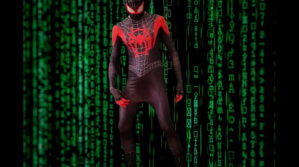 Cosplay spiderman jerking