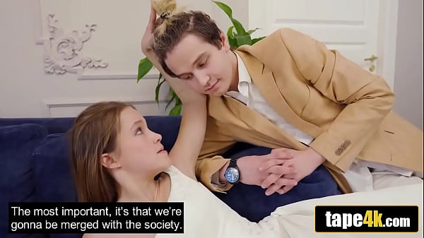 Petite Soviet Bride Must Please Two Men and One Girl with Husband Watching