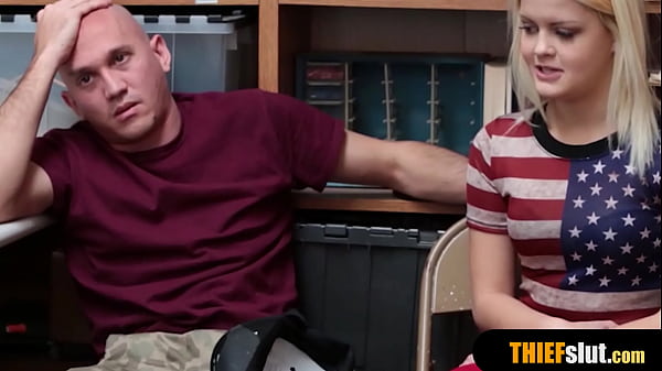 Cute thief teen with a petite frame caught and pays with her pussy