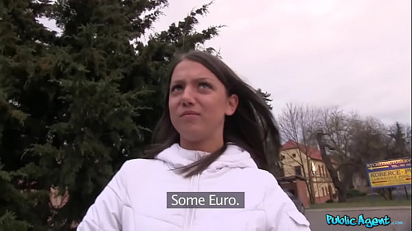 Public Agent - teen brunette on a college trip gets tight pussy stretched and tight belly covered in cum in her hotel room