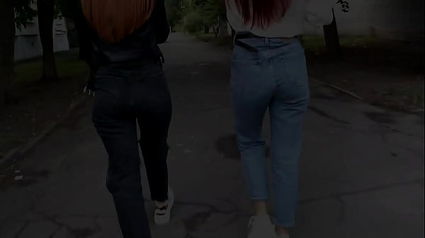 Public Jeans Ass Worship and POV Jeanssitting and POV Trample in Dirty Sock and Sneaker - Double POV Femdom