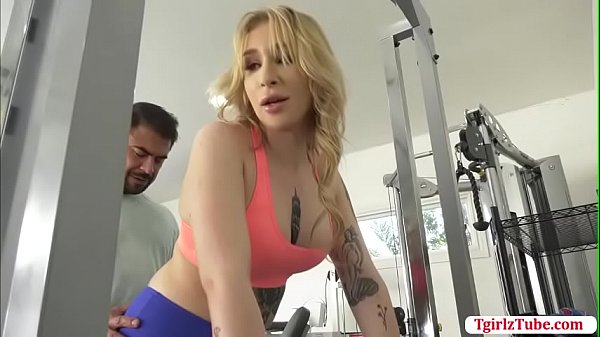 Transbabe Angelina Please finally fucks her gym instructors big cock