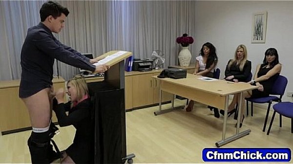 Clothed babe humiliates