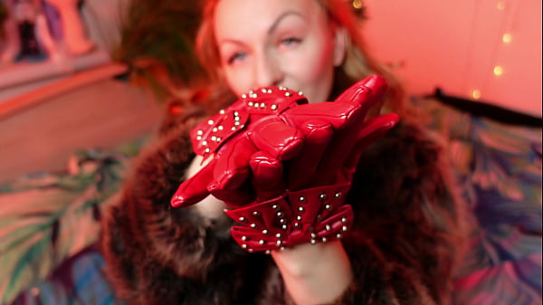 ASMR video with leather short gloves sounds and amazing fur  