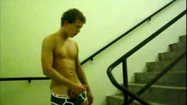 college boy stairwell jerk off