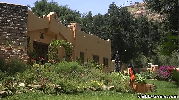 Robber Tommy spying sexy huge tits brunette Milf Jasmine Jae with huge tits while digging money from garden then tying her and anal fucking