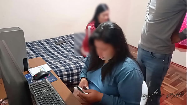 Cuckold wife pays my debts while I fuck her friend: I arrive at my house and my wife is with her rich friend and while she pays my debts I destroy her friend's rich ass with my big cock, she almost catches us 