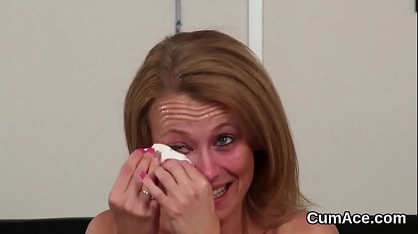 Ardent kitten enjoys a face fucking and lots of semen on her face