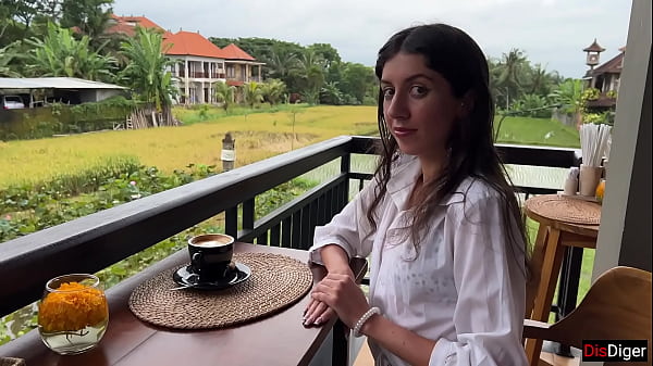 Walking with cum on face in cafe - Girl eats pizza and swallows cum - Cumwalk