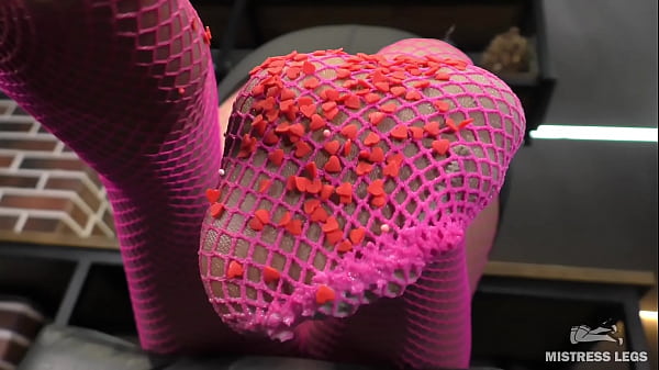 Purple fishnest feet teasing