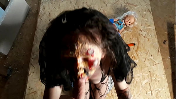 zombie's wife smoked a cigarette and Sucking Blowjob 