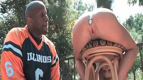 Crazy blonde gets ass dildoed by ebony dude