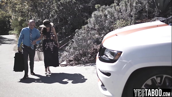 Petite MILF wife fucks her cheating hubby and his big boobs slutty side piece  