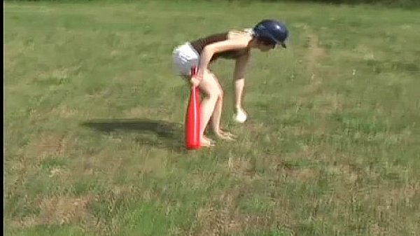 Innocent 18yo teen playing baseball outdoors