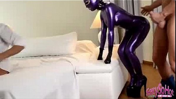 busty milf threesome in latex