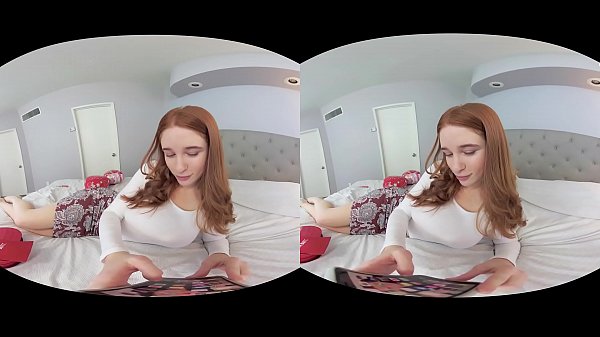 Sexy redhead with big tits riding a cock in virtual reality  