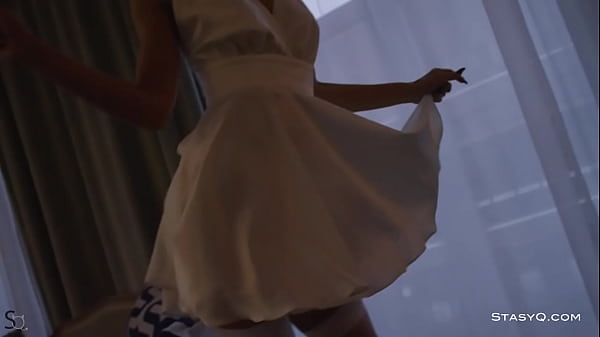 STASYQ - White dressed angel Holy stripping next to the Christmas tree