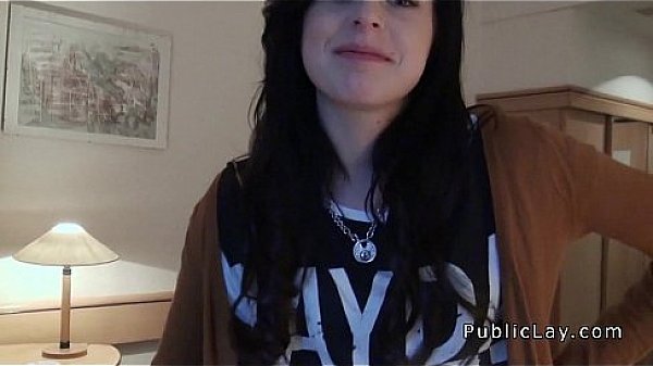 Brunette banging in public hotel room