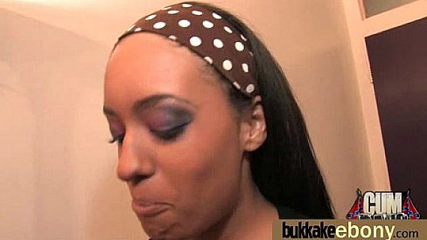 Ebony Cum Slut Hottie Bukkake Party 6