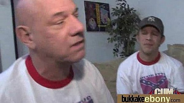 Huge cocks cover their black face in cum 7