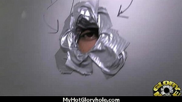 Ebony at the gloryhole jizzed on 11