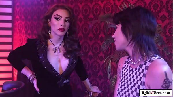 Tgirl4You.com - Trans club star Ariel Demure gets fascinated with her apprentice and kisses her.The big tits shemale licks the girls cunt and gets a bj.Then fucks her
