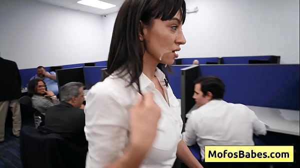 Watch this amazing natural busty office slut getting facialized