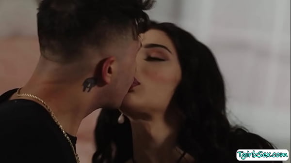 The skinny tbabe whips out his big cock for a deepthroat blowjob while masturbating big tranny cock then bends over to straddle her big ass. 