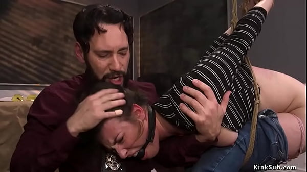 Sexy brunette evidence clerk Casey Calvert is bound in strappado then gets big ass licked and fucked by huge cock of dirty detective Tommy 